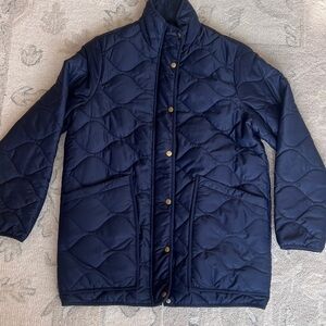 Quince Featherless Quilted Long Puffer Jacket Navy Size L
